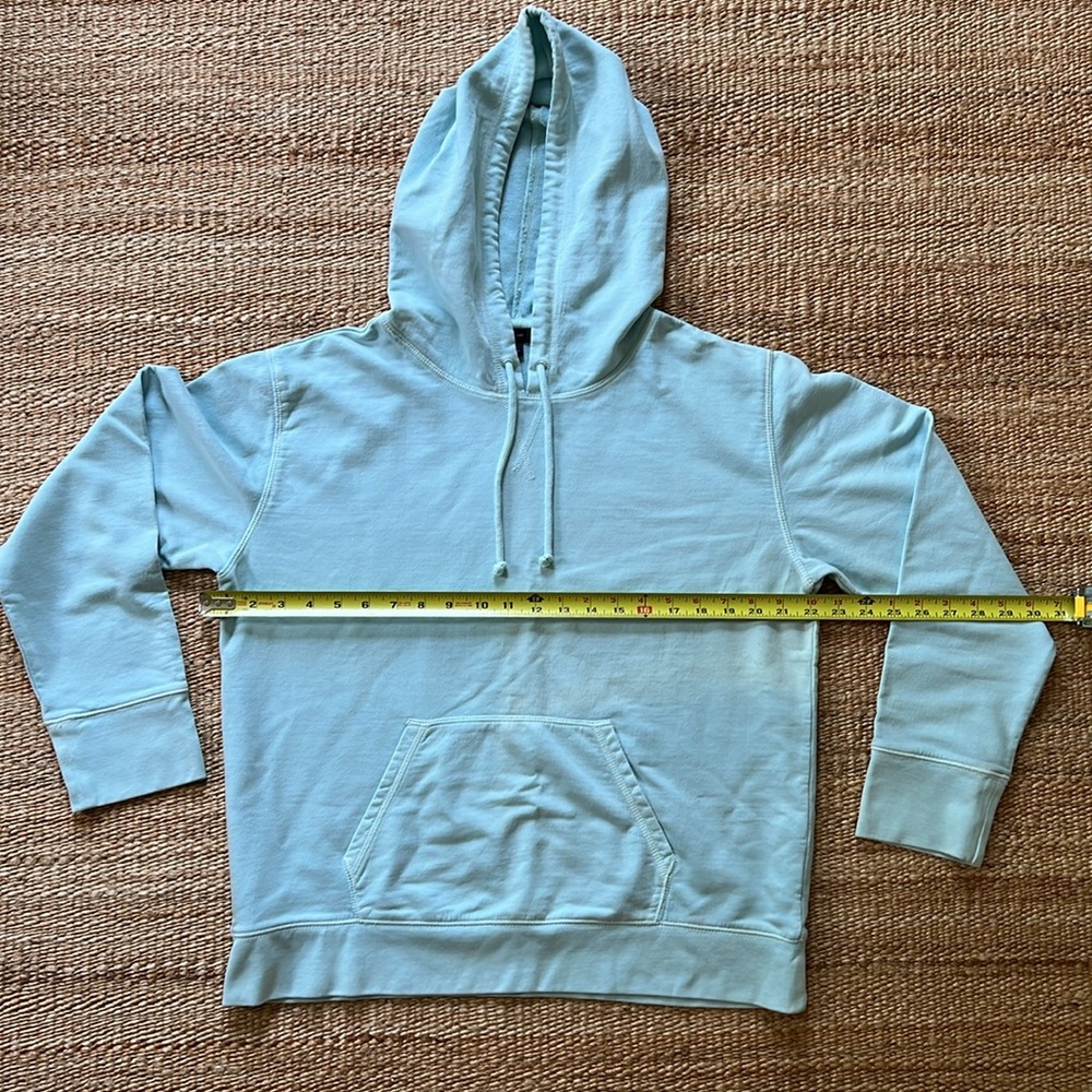 J. Crew Lightweight Garment Dyed Hoodie in Light Blue Turquoise Size L - Picture 10 of 11